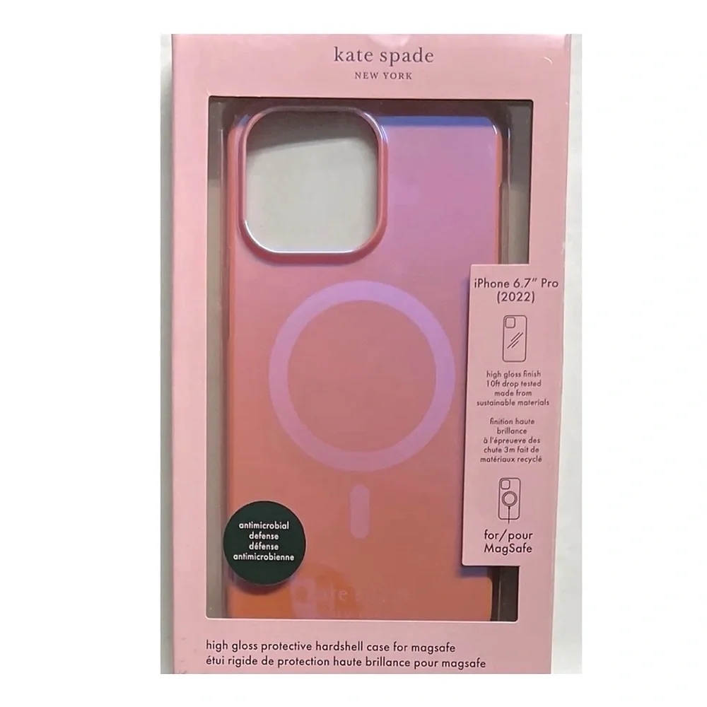 Kate Spade Grapefruit Soda iPhone 14 Pro 6.7” MagSafe Case NWT